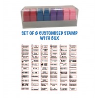 Set of 8 Customise 30mm x 10mm Pre-Inked Name Stamp | Teacher's Stamp | School Homework Comments | Rubber Stamp (English/Chinese)